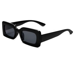 90s Nude Rectangle Trendy Chunky Sunglasses Black